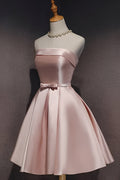 Cute Pink Satin Short Prom Dress, Semi Formal Dresses